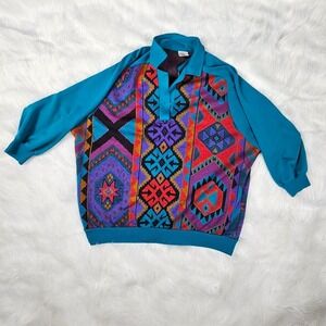 Vintage Southwestern Style‎  Graff Pullover Top Abstract Pattern Shirt